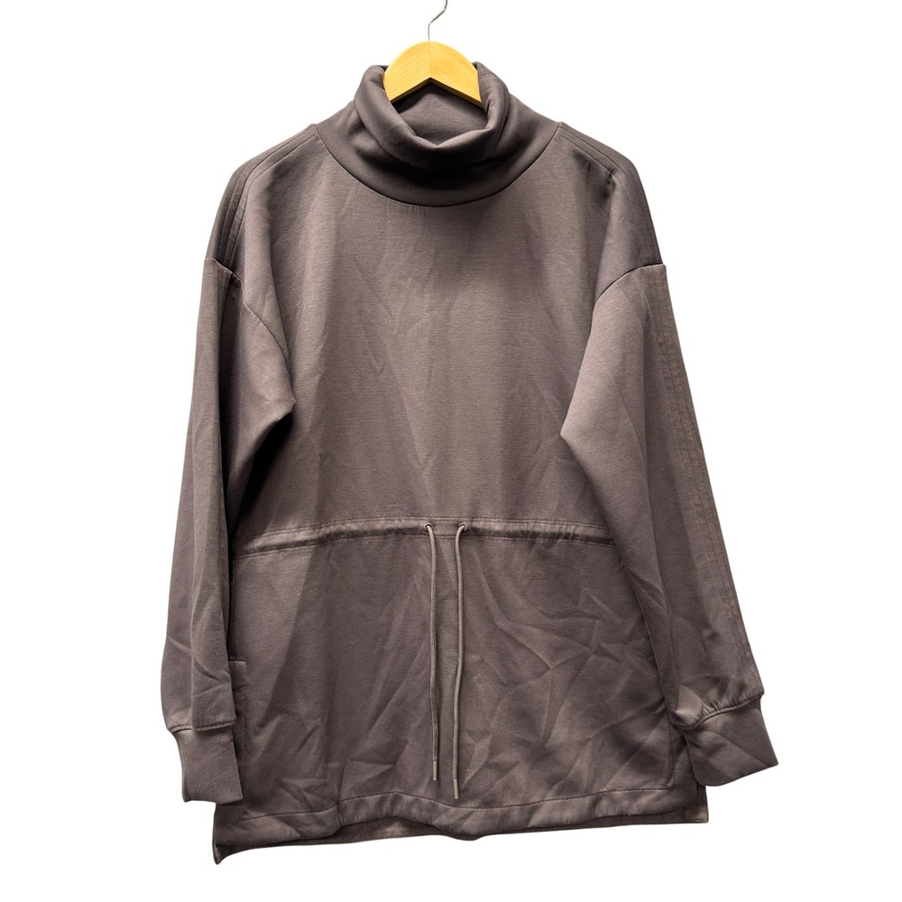 Athleta Sweatshirt Womens Medium Allure Cinch Mock Neck Dark Gray Athleisure